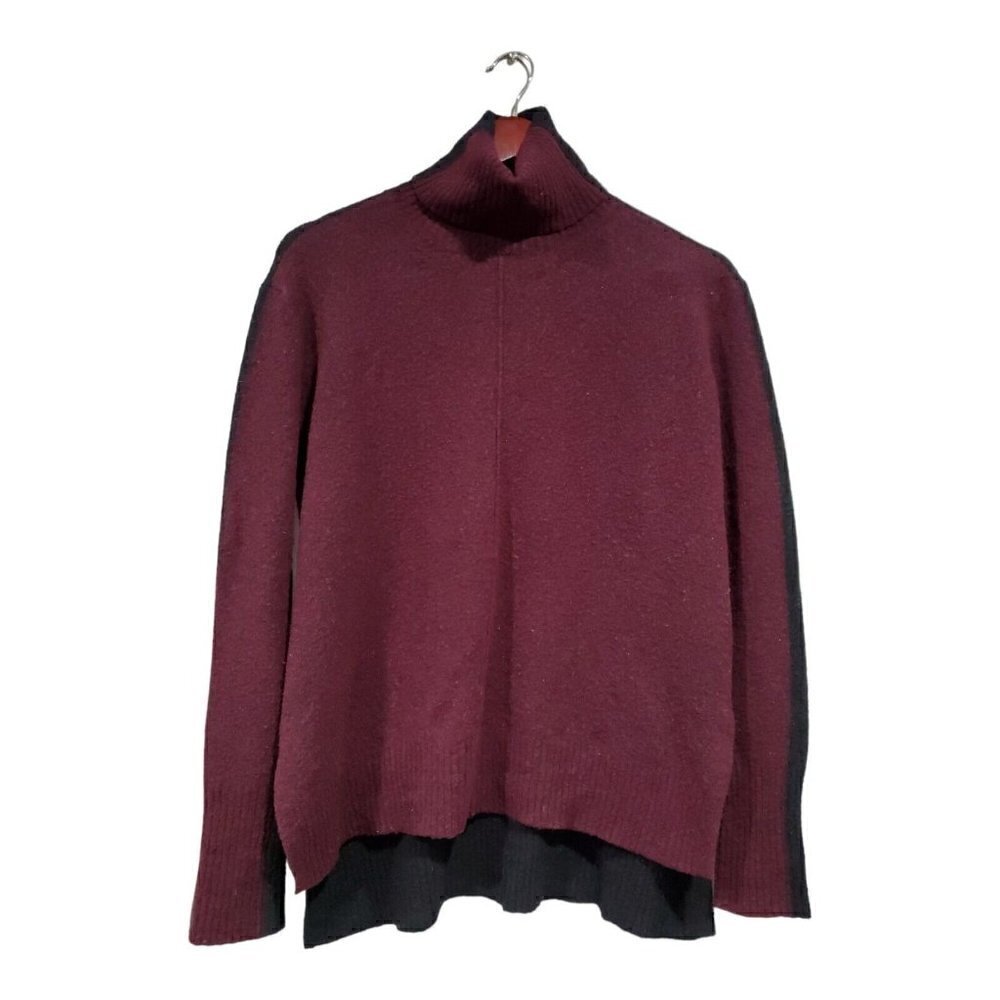 Athleta Women's Size XS Pullover Sweater Maroon Black Long Sleeve Merino Wool